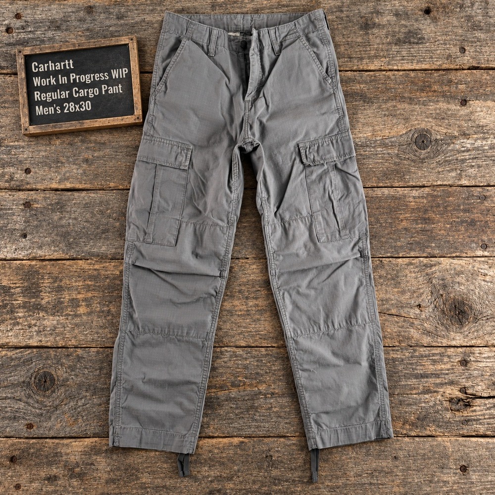 Carhartt WIP Regular Cargo Pant Mens 28x30 Grey Ripstop Workwear Utility Pants